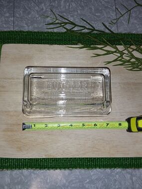 Clear Glass Butter Dish with Lid - Embossed 'BUTTER'